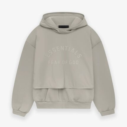 Essential Nylon Fleece Gray Hoodie