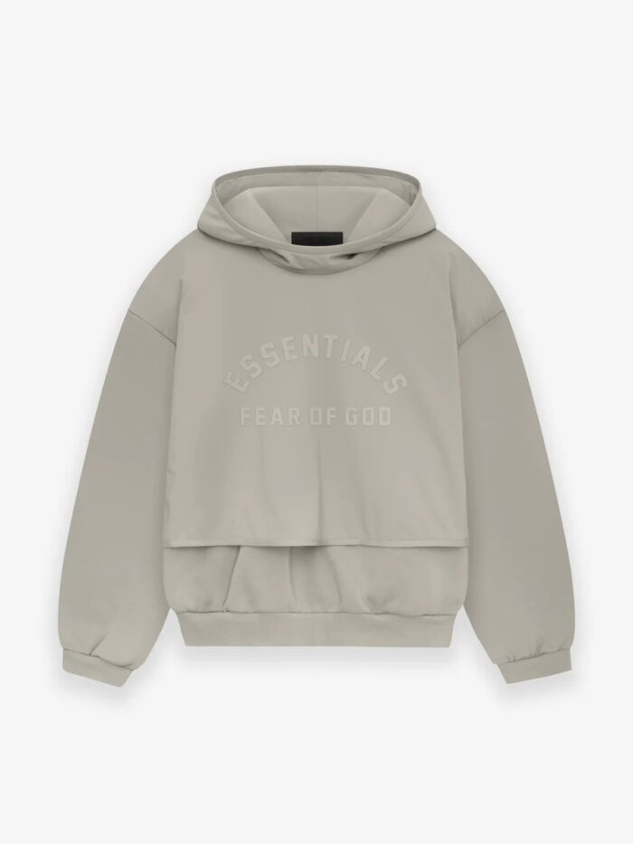 Essential Nylon Fleece Gray Hoodie