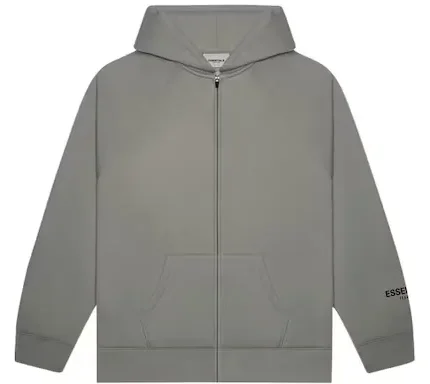 Fear Of God Essentials 3D Silicon Applique Full Zip Up Gray Hoodie