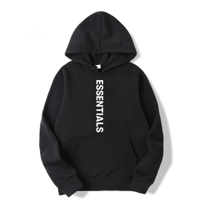 Essential Vertical Logo Black Hoodie