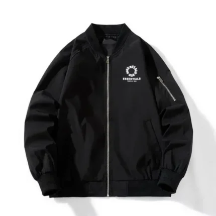 Essential Zip Up Puffer Black Jacket